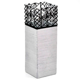 Grey Stone Glass Vase | Square vase | Art Decorated Glass Vase for flowers | Table vase 12 inch | Interior Design | Home Decor | 6360/300/sh186.1
