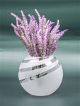 Handpainted Glass Vase | Matt White Interior Design Home Room Decor | Table vase 6 inch | 5578/180/mt295