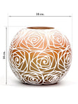 Handpainted Glass Vase for Flowers | Painted Orange Art Glass Round Vase | Interior Design Home Room Decor | Table vase 6 inch | 5578/180/sh120.1