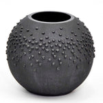 Black Glass Vase for Flowers | Painted Art Glass Round Bubble Vase | Interior Design Home Room Decor | Table black vase 6 inch | 5578/180/sh150.4