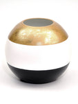 Handpainted Glass Vase for Flowers | Painted Art Glass Round Vase | Interior Design Home Room Decor Gold Patina | Table vase 6 inch | 5578/180/sh179