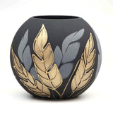 Art Decorated Glass Vase for Flowers | Round Vase | Interior Design Home Room Decor | Table vase 6 inch | 5578/180/sh196