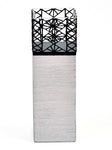 Grey Stone Glass Vase | Square vase | Art Decorated Glass Vase for flowers | Table vase 12 inch | Interior Design | Home Decor | 6360/300/sh186.1