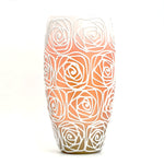 Handpainted Glass Vase for Flowers | Painted Art Glass Orange Oval Vase | Interior Design Home Room Decor | Table vase 12 in | 7518/300/sh120.1