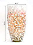 Handpainted Glass Vase for Flowers | Painted Art Glass Orange Oval Vase | Interior Design Home Room Decor | Table vase 12 in | 7518/300/sh120.1
