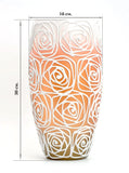Handpainted Glass Vase for Flowers | Painted Art Glass Orange Oval Vase | Interior Design Home Room Decor | Table vase 12 in | 7518/300/sh120.1