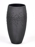 Handpainted Black Glass Vase | Painted Art Glass Oval Vase | Interior Design Home Room Decor | Table vase 12 inch | 7518/300/sh150.4