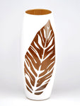 White Painted Art Glass Oval Vase for Flowers | Interior Design | Home Decor | Table vase 10 inch | 7736/250/sh115