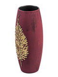 Gold on Burgundy Handpainted Art Glass Oval Vase for Flowers | Interior Design | Home Decor | Table vase | 7736/250/sh161.6