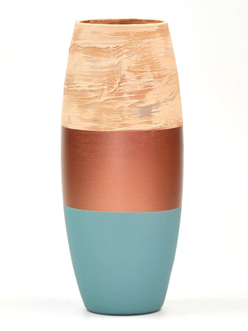 Handpainted Art Glass Oval Vase for Flowers | Copper Interior Design | Home Decor | Table vase | 7736/250/sh170